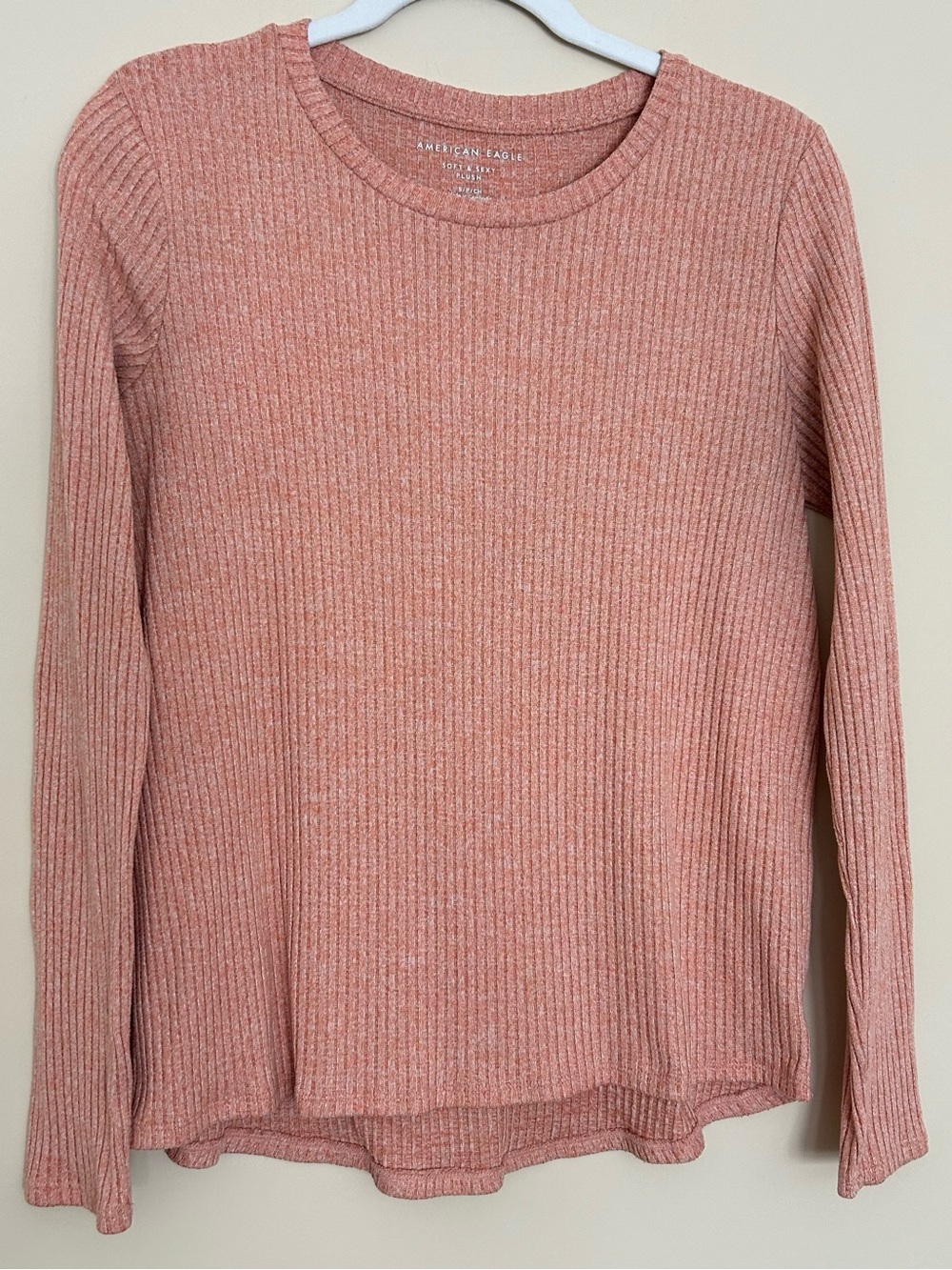 American Eagle Outfitters Women’s Soft & Sexy Plush Ribbed Dusty Rose Top